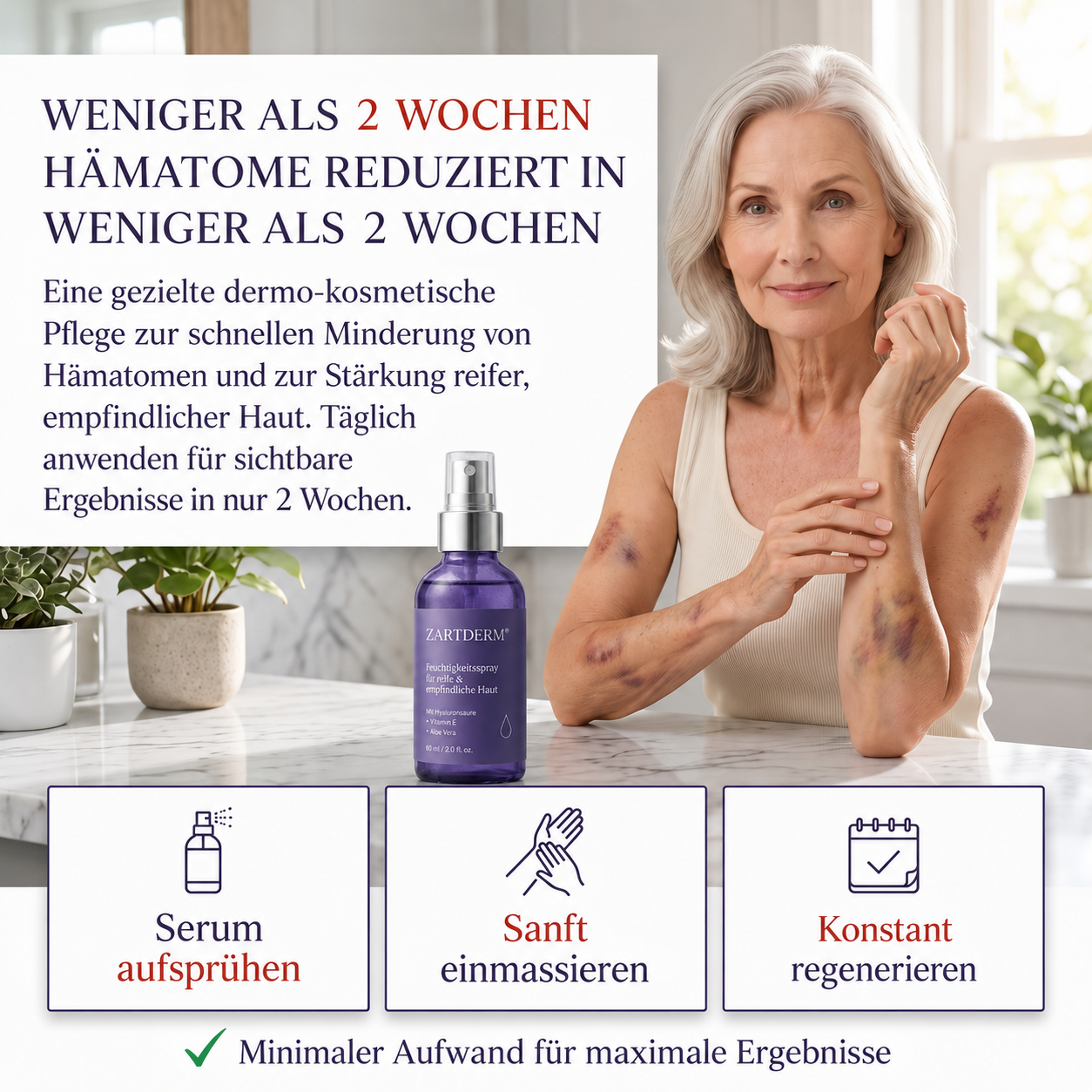 ZARTDERM® Feuchtigkeitsspray – Intensive Feuchtigkeit für reife, empfindliche Haut – 60 ml