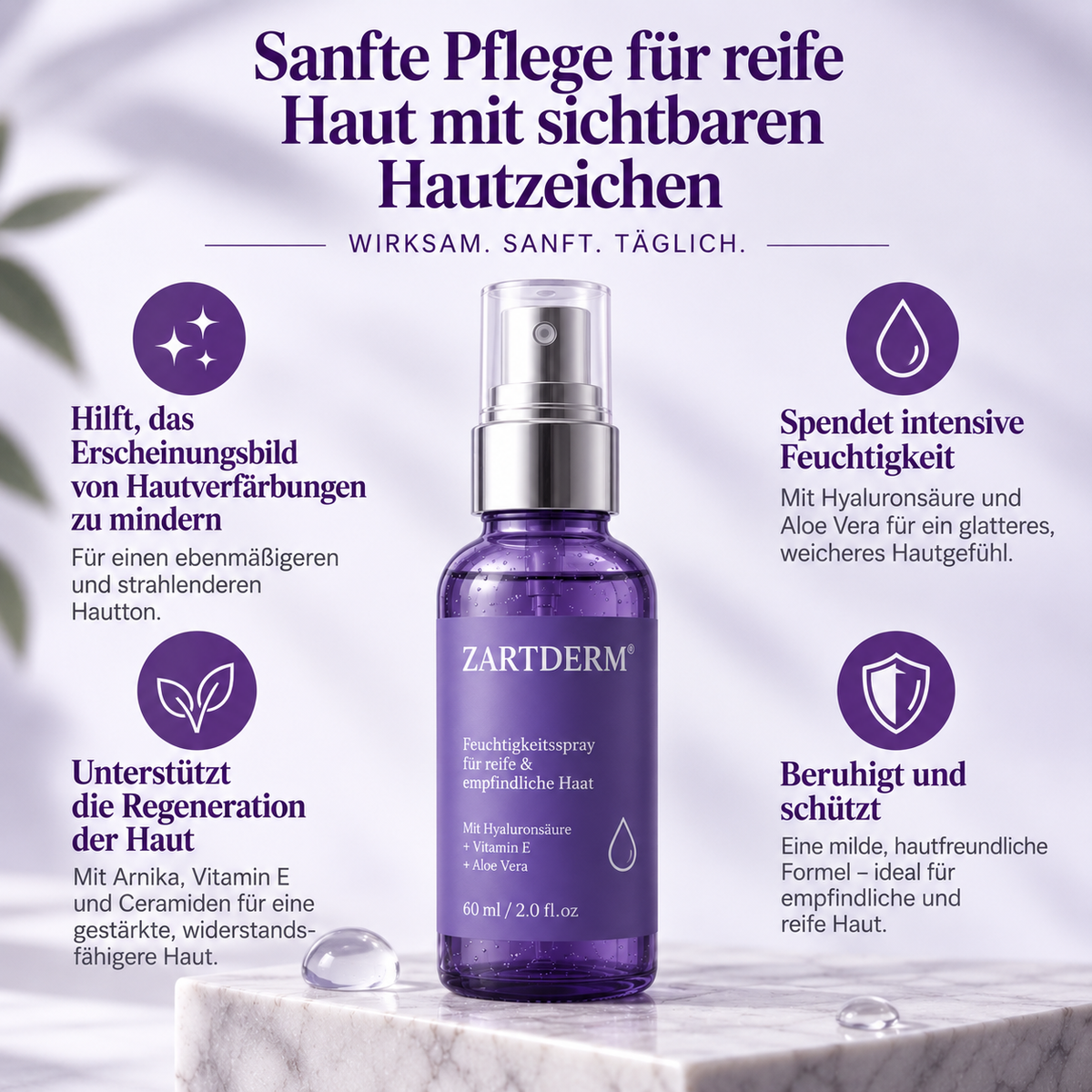 ZARTDERM® Spray gegen blaue Flecken – für empfindliche, dünne Haut